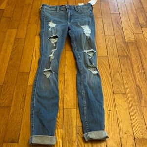 NWT Hollister distressed high rise jean leggings